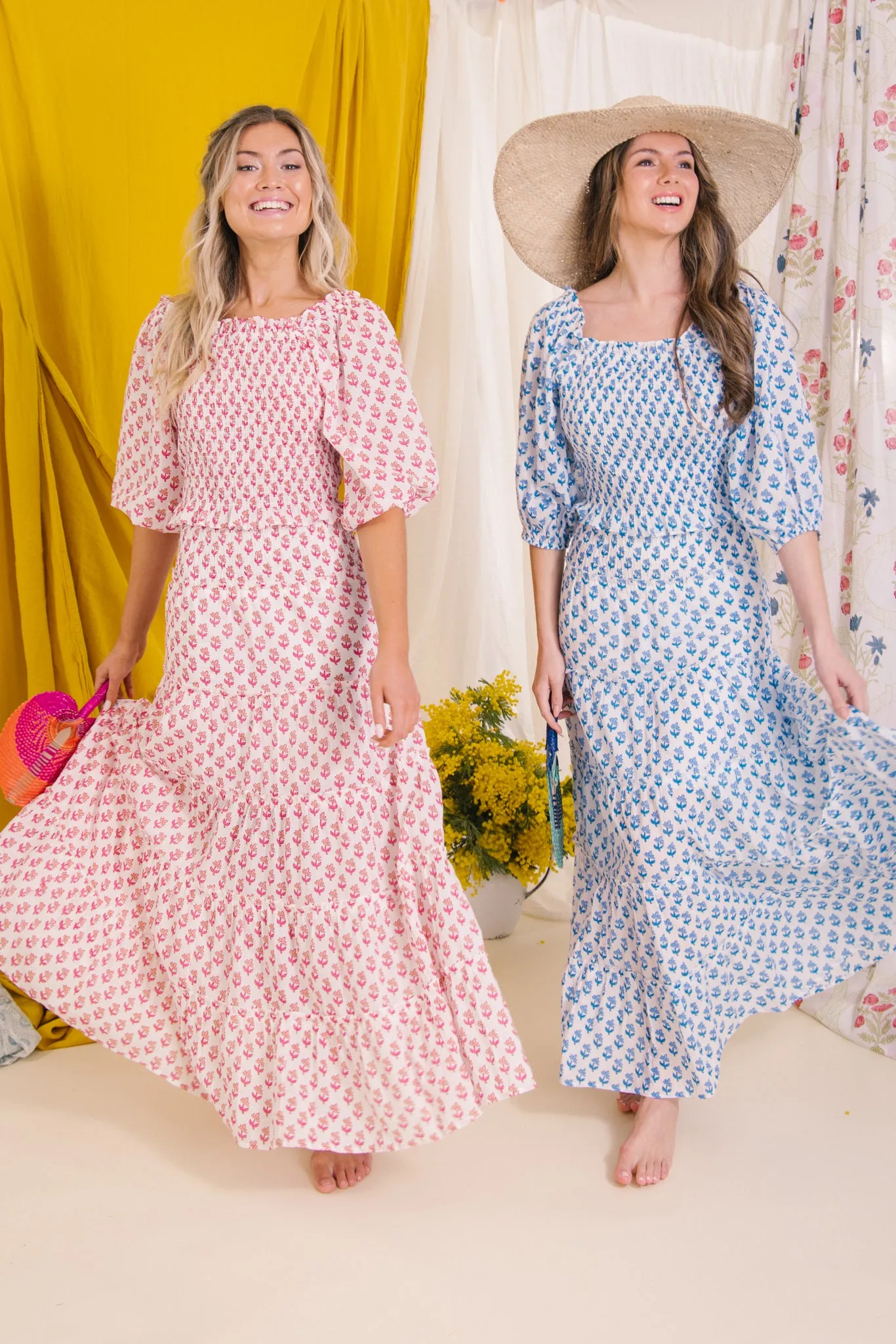 Flores Smock Top - Blue
