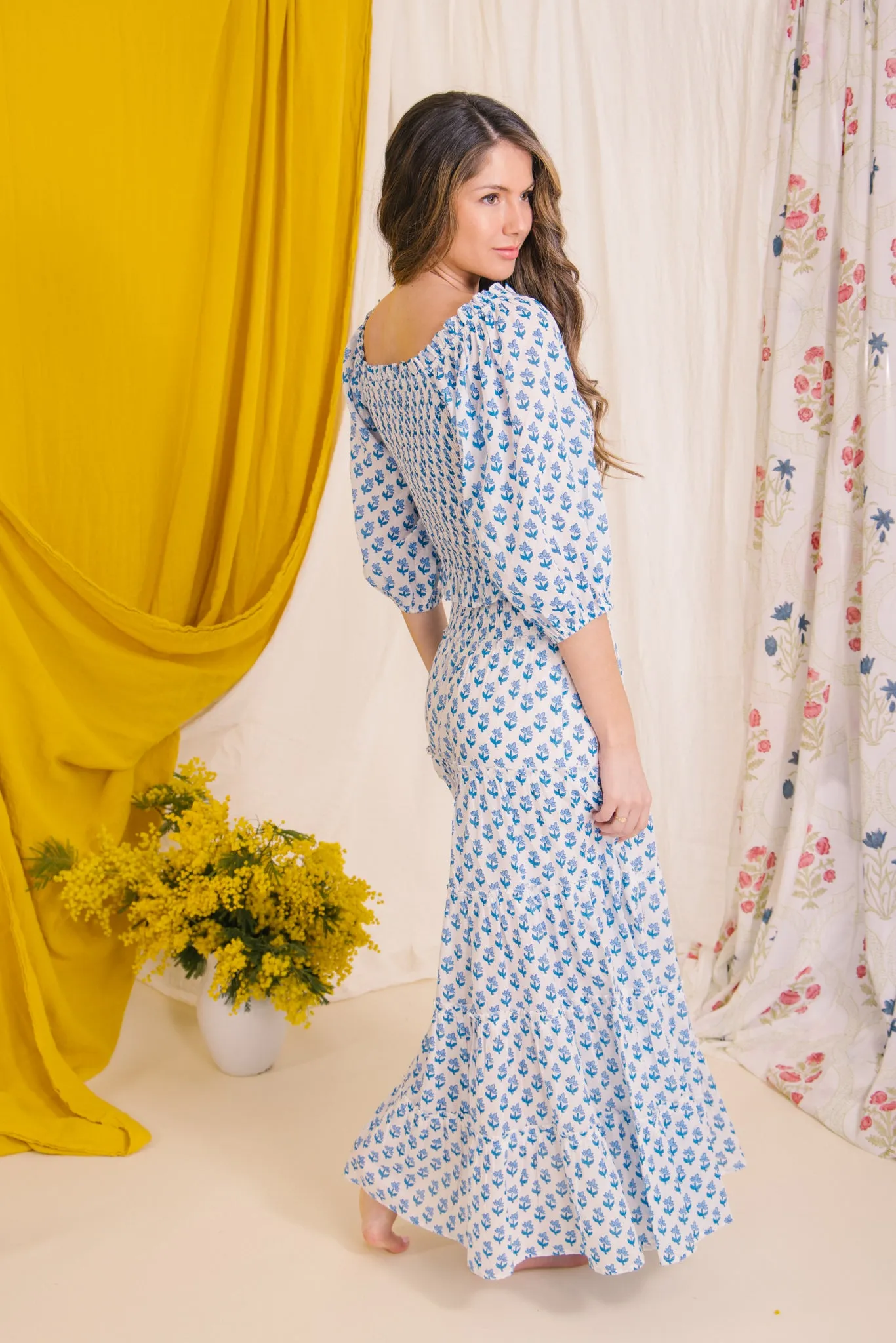 Flores Smock Top - Blue