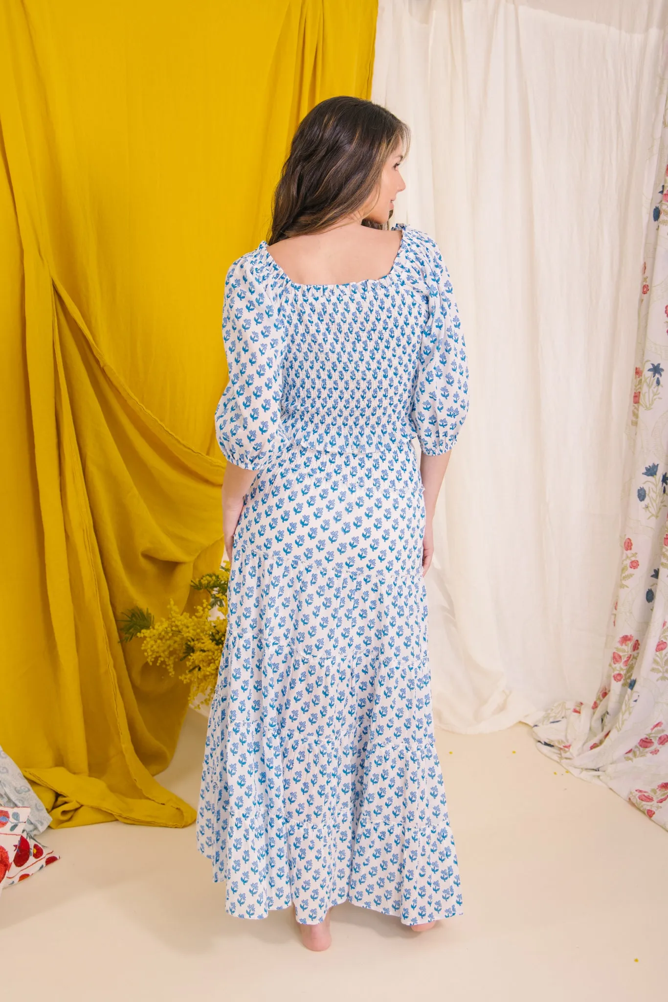 Flores Smock Top - Blue