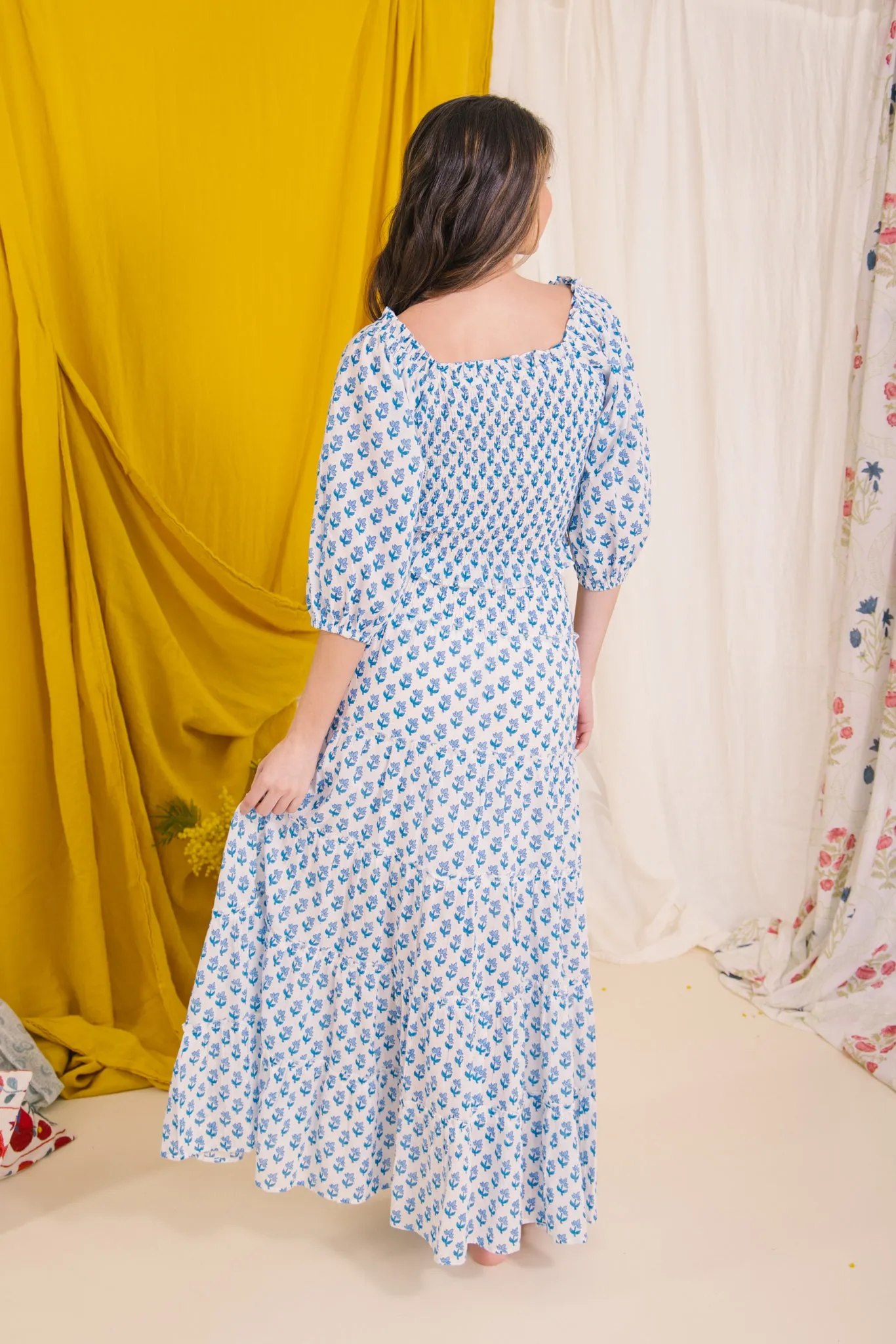 Flores Smock Top - Blue