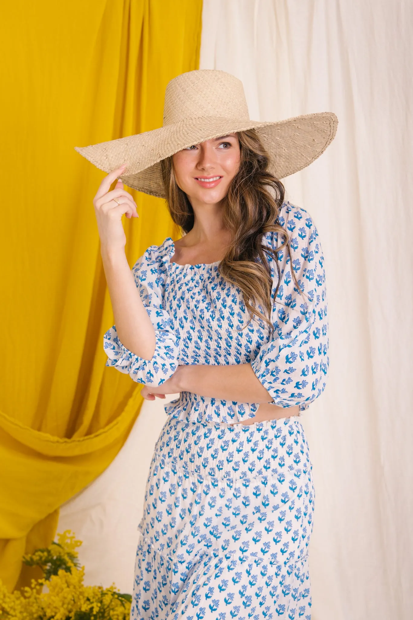 Flores Smock Top - Blue