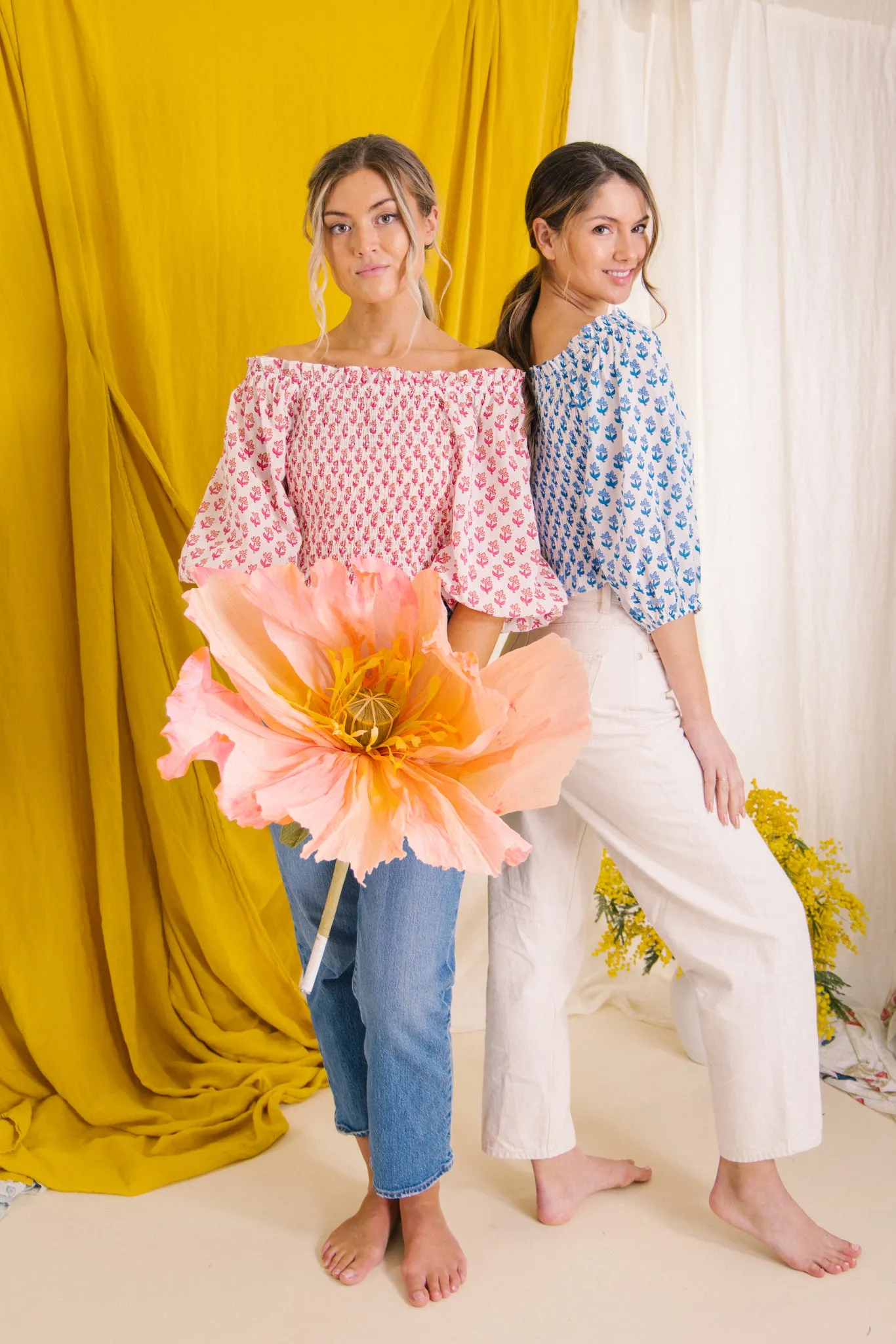 Flores Smock Top - Blue