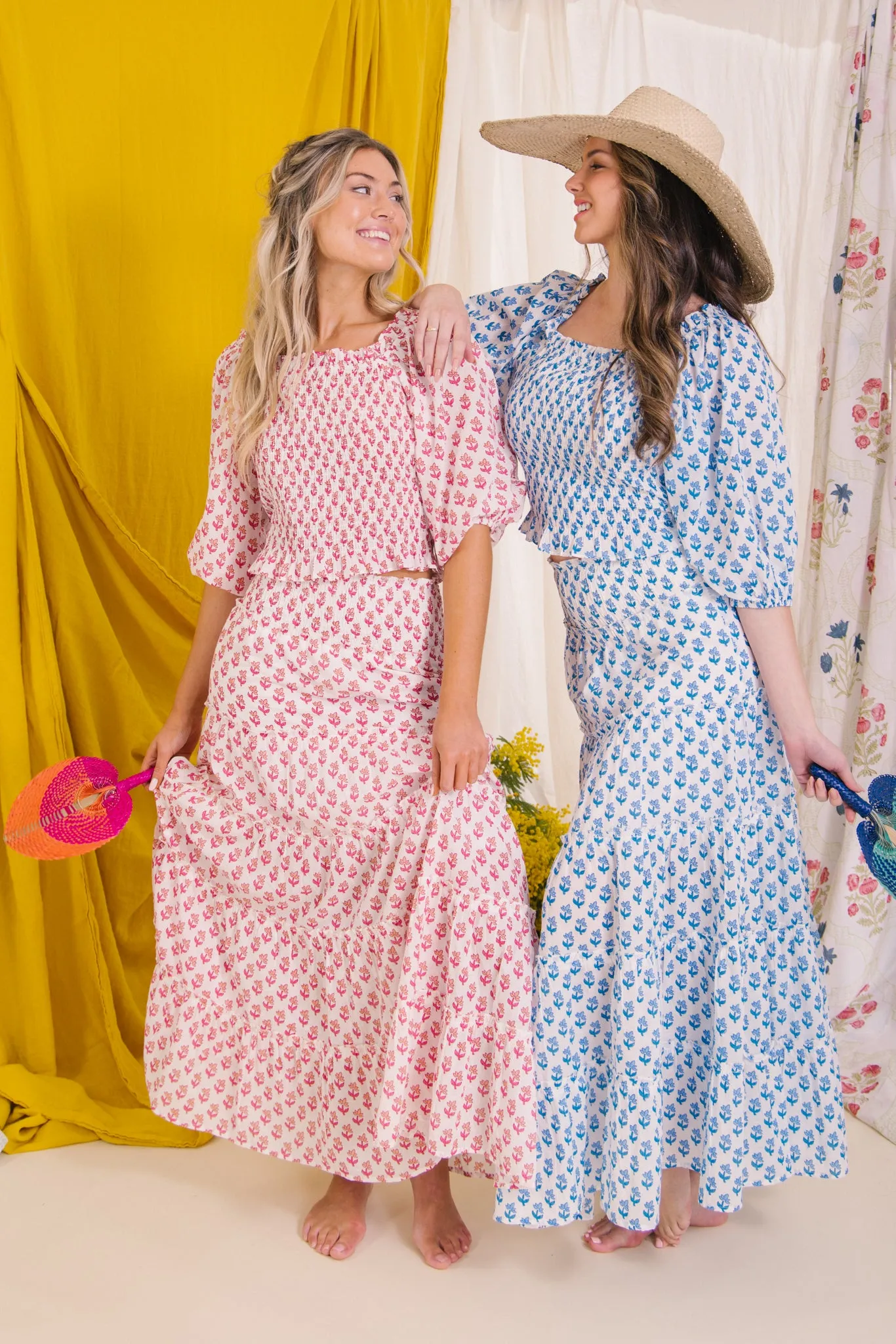 Flores Smock Top - Blue
