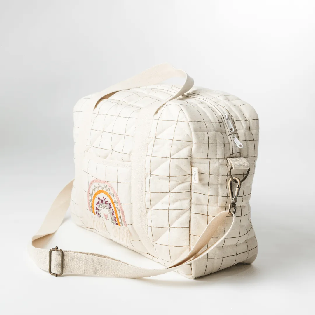 Hand Embroidered Rainbow Diaper Bag