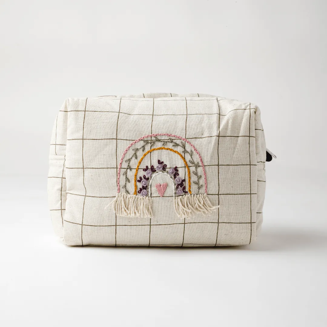 Hand Embroidered Rainbow Diaper Bag