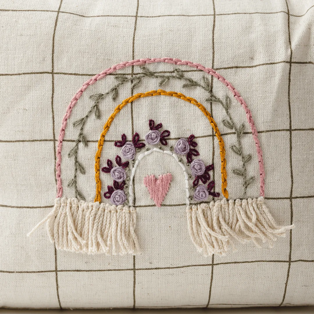 Hand Embroidered Rainbow Diaper Bag