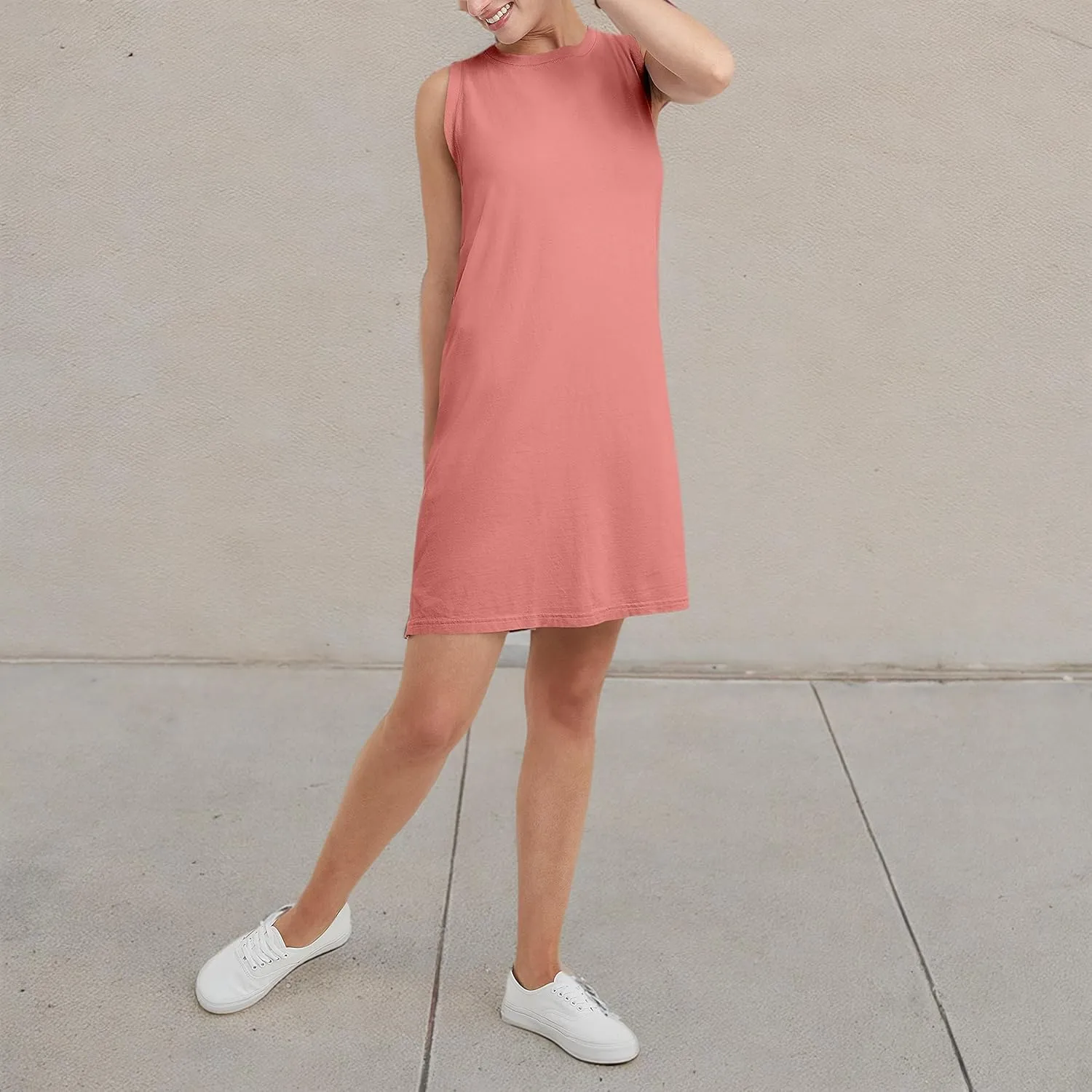 Hanes Women's Originals Tank Dress, 100% Cotton Dress For Women, Garment Dyed