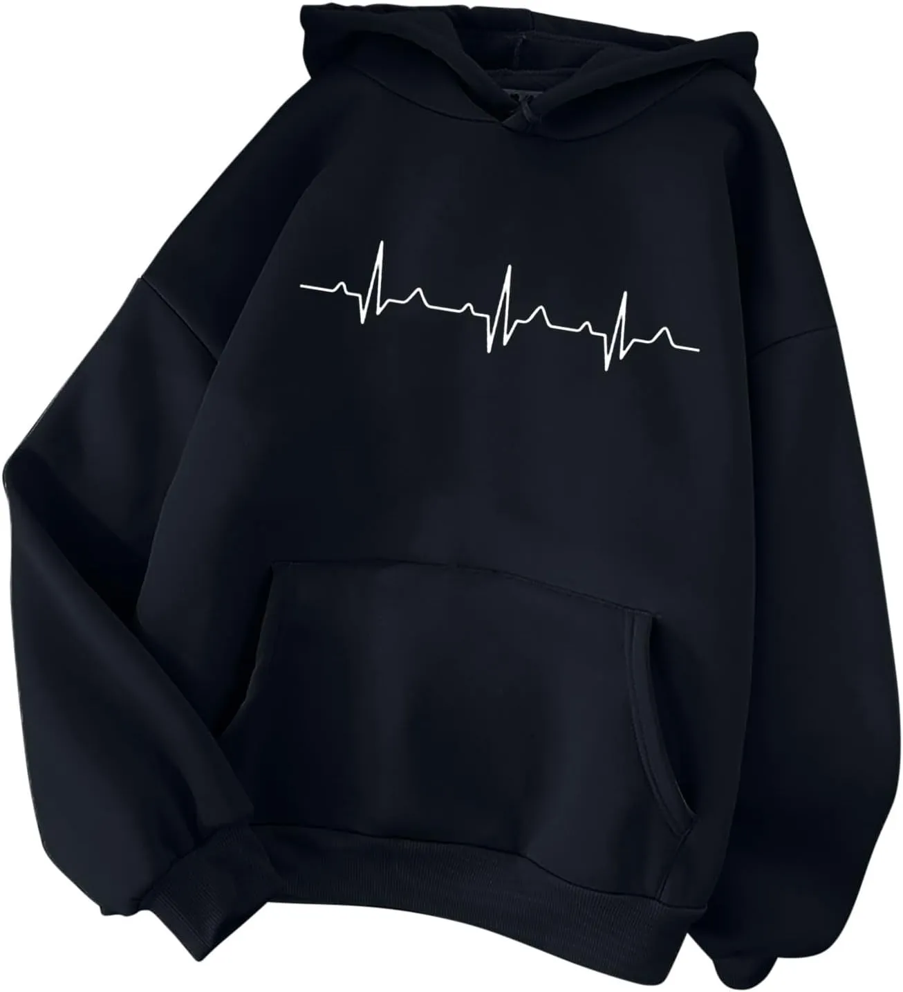 Hooded Sweatshirts for Women Cute Heart Print Hoodies Funny Graphic Long Sleeve Pullover Tops With Pockets
