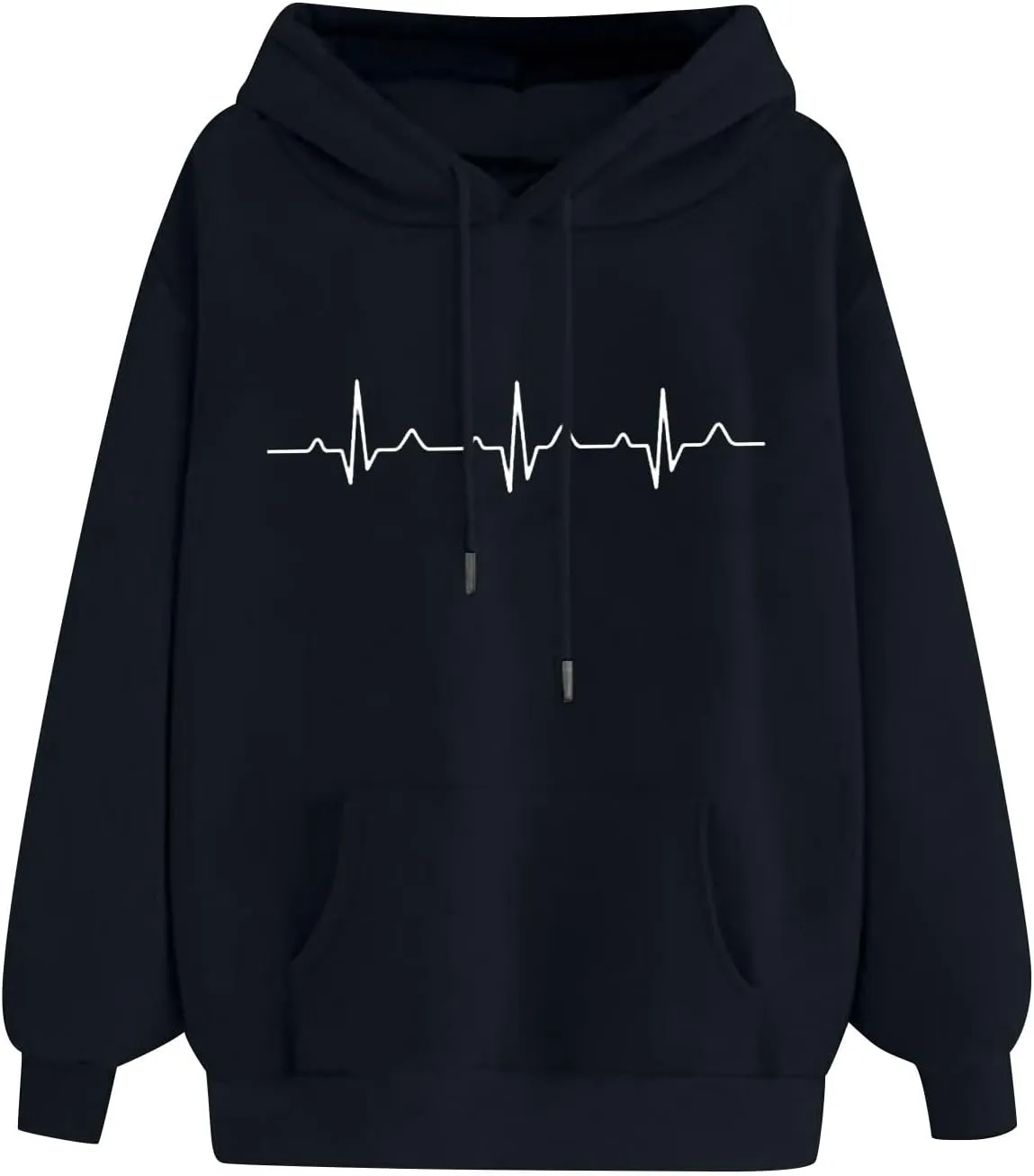 Hooded Sweatshirts for Women Cute Heart Print Hoodies Funny Graphic Long Sleeve Pullover Tops With Pockets