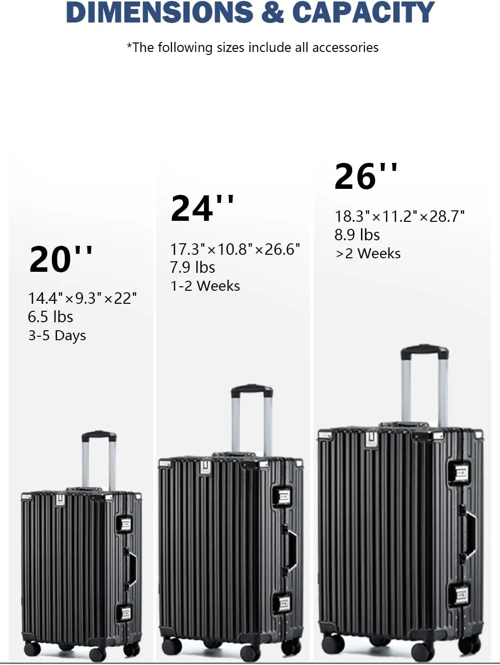 HotWay 20 Inch Aluminum Frame Carry On Luggage with Spinner Wheels, PC Hard Shell Suitcase with Cup Holder, Zipperless Luggage for Business Travel, Black