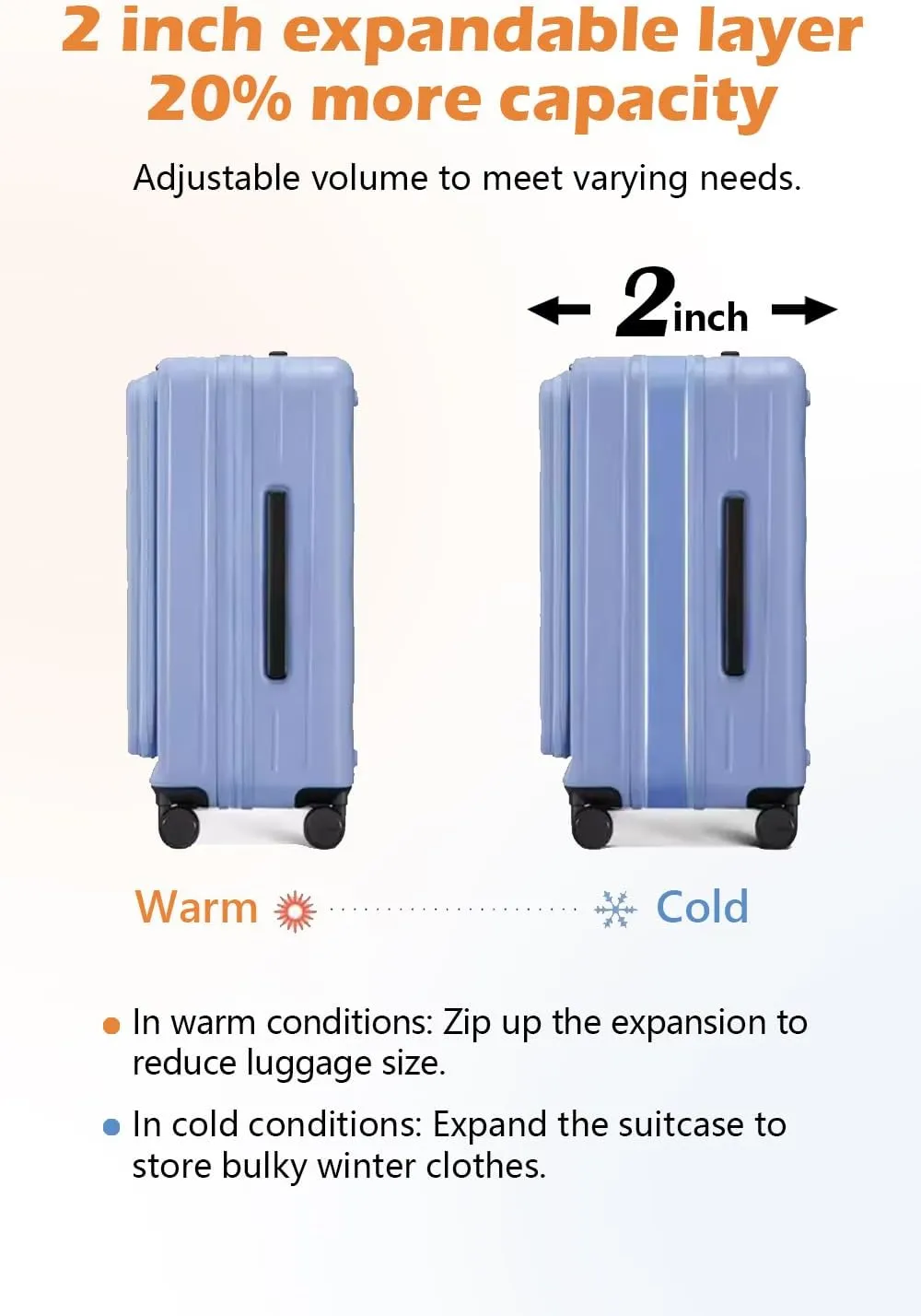 HotWay 20 Inch Expandable Carry On Luggage with Cup Holder, Hardside TSA Approved Luggage with Spinner Wheels, Top Opening Suitcase For Travel, Black