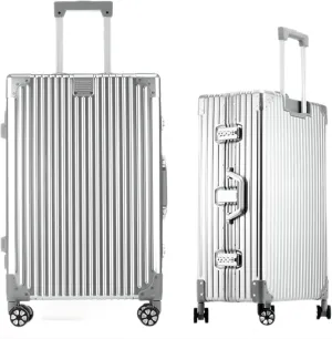 HotWay 28 Inch All Aluminum Checked in Luggage, Hard Shell Suitcase with Spinner Wheels and TSA Lock, Large Suitcase for Business Travel
