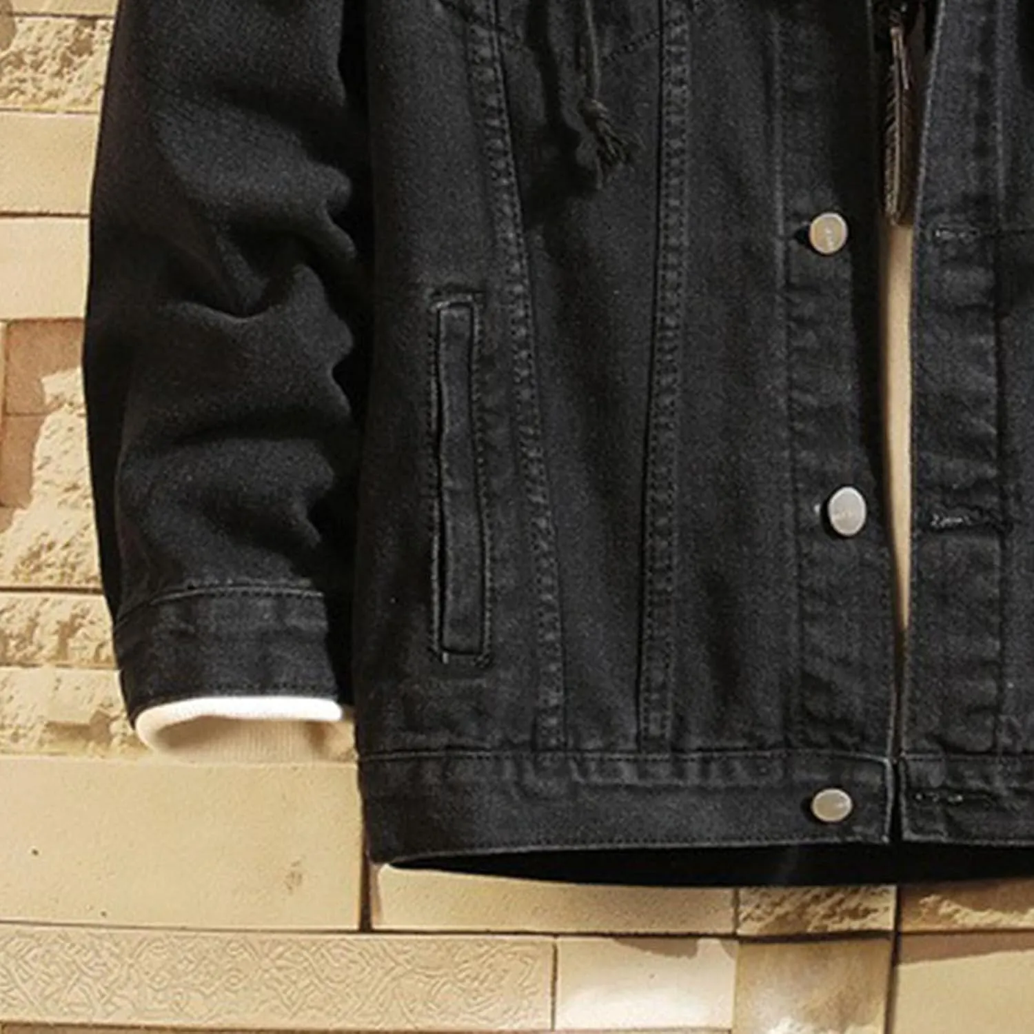 JEKE-DG Men Hoodie Jean Jacket Casual Slim Fit Denim Jacket Casual Long Sleeve Distressed Trucker Outwear with Hood