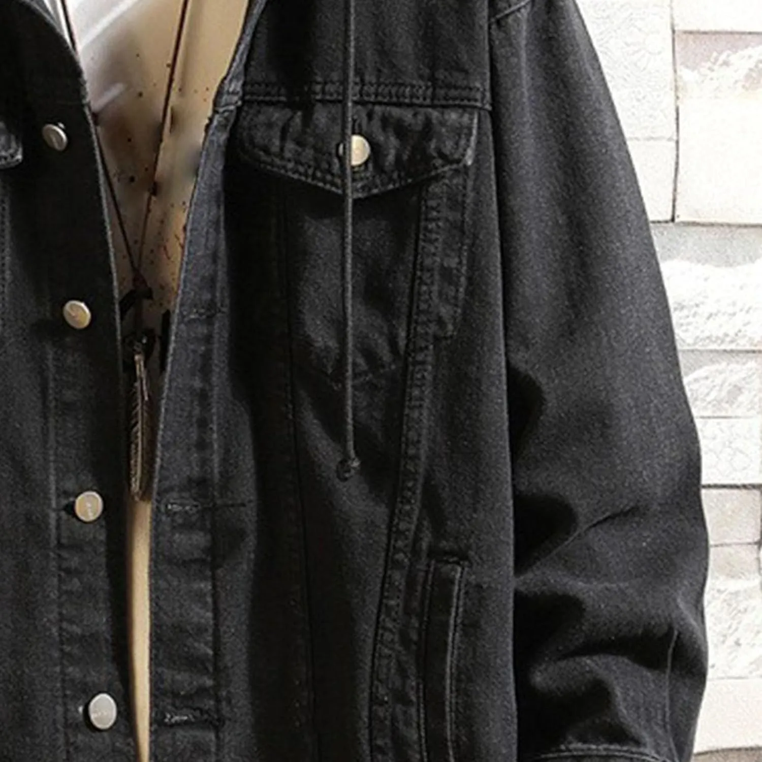 JEKE-DG Men Hoodie Jean Jacket Casual Slim Fit Denim Jacket Casual Long Sleeve Distressed Trucker Outwear with Hood