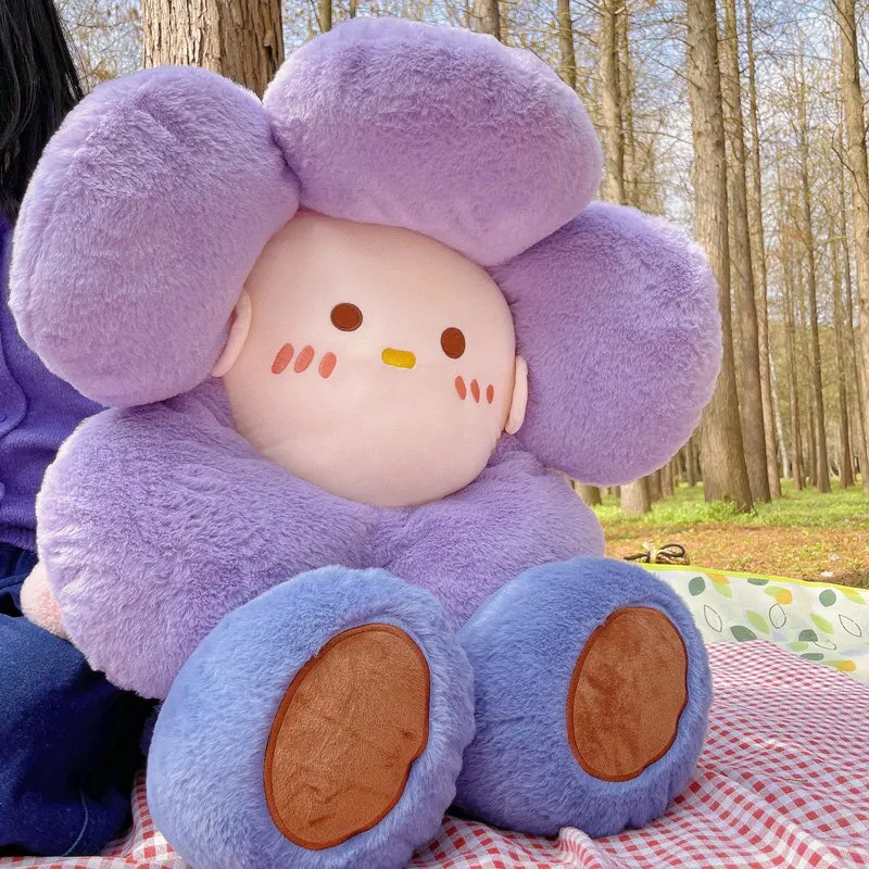 Kawaii Sunflower Stuffed Throw Pillow