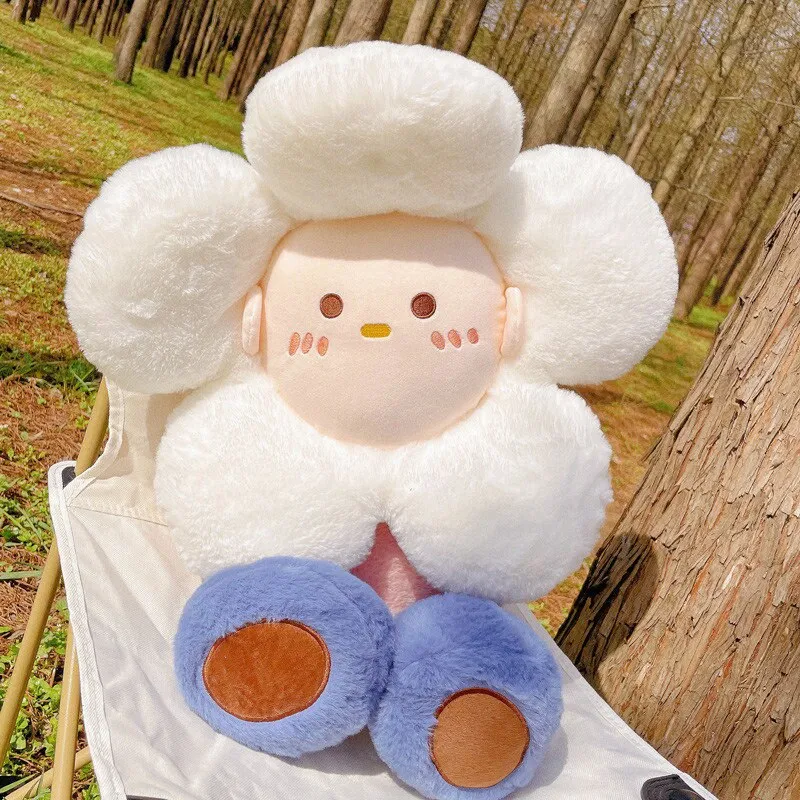 Kawaii Sunflower Stuffed Throw Pillow