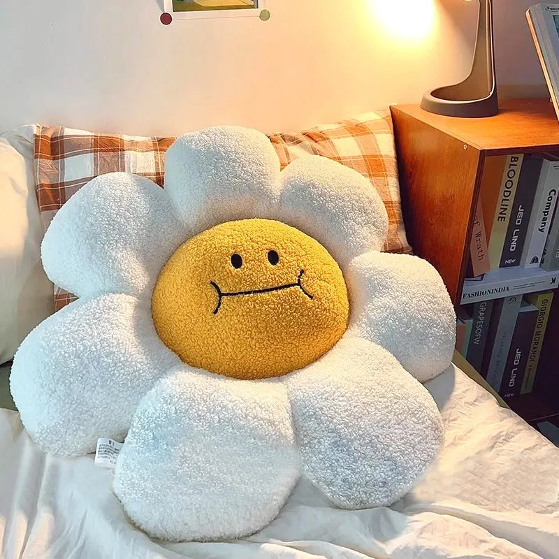 Kawaii Sunflower Stuffed Throw Pillow