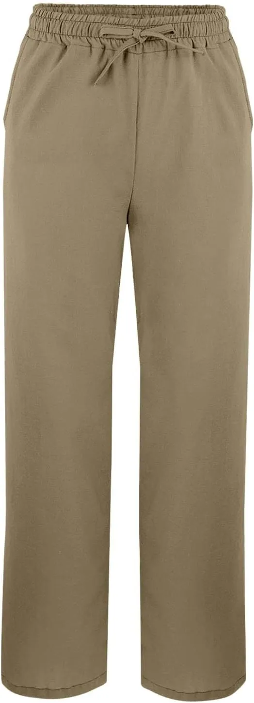 Linen Pants for Women 2025 Summer High Waist Straight Leg Lounge Pant Casual Loose Lightweight Split Beach Trousers