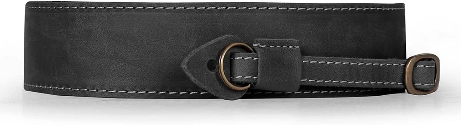 MegaGear SLR, DSLR Sierra Series Genuine Leather Camera Shoulder or Neck Strap, Black
