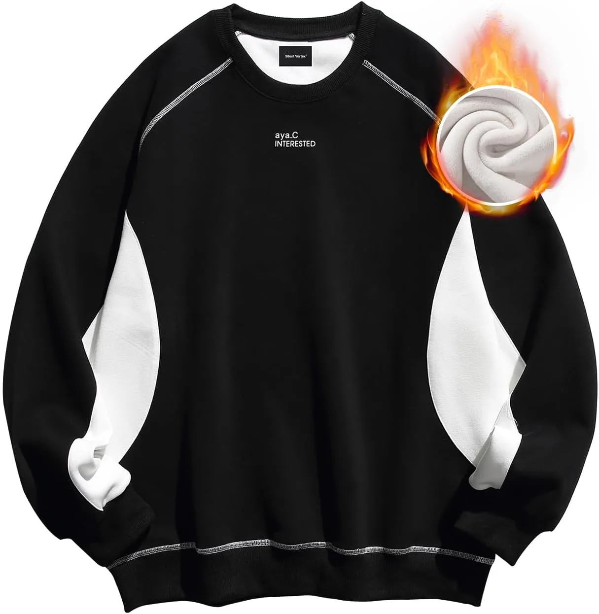 Men's Oversized Color Block Crewneck Sweatshirt Y2k Letter Graphic Long Sleeve Casual Pullover Shirt