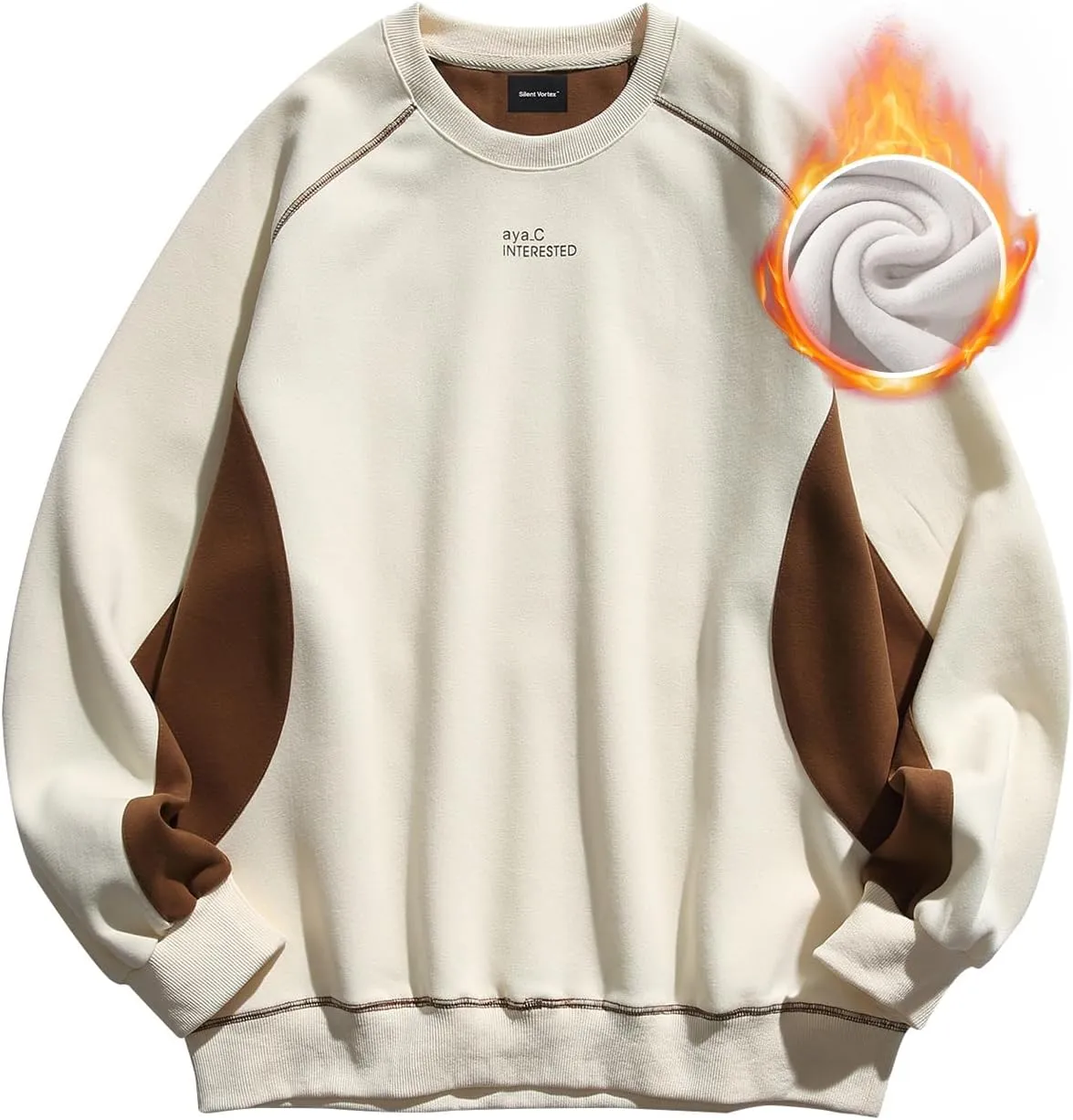 Men's Oversized Color Block Crewneck Sweatshirt Y2k Letter Graphic Long Sleeve Casual Pullover Shirt