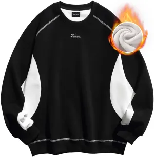 Men's Oversized Color Block Crewneck Sweatshirt Y2k Letter Graphic Long Sleeve Casual Pullover Shirt