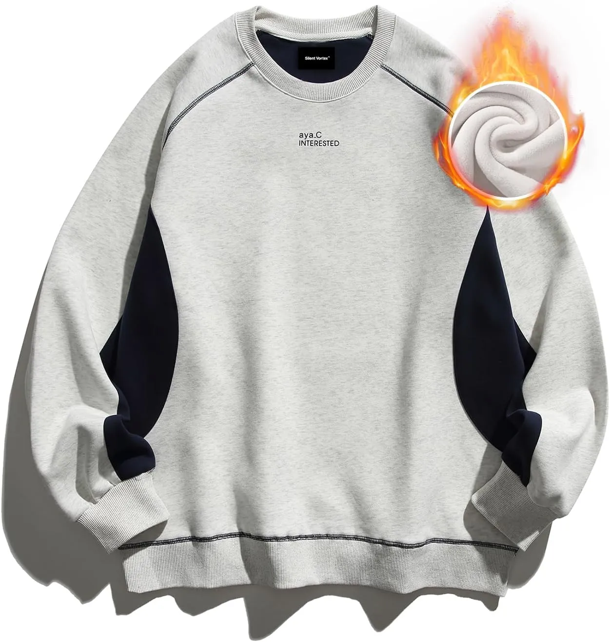 Men's Oversized Color Block Crewneck Sweatshirt Y2k Letter Graphic Long Sleeve Casual Pullover Shirt