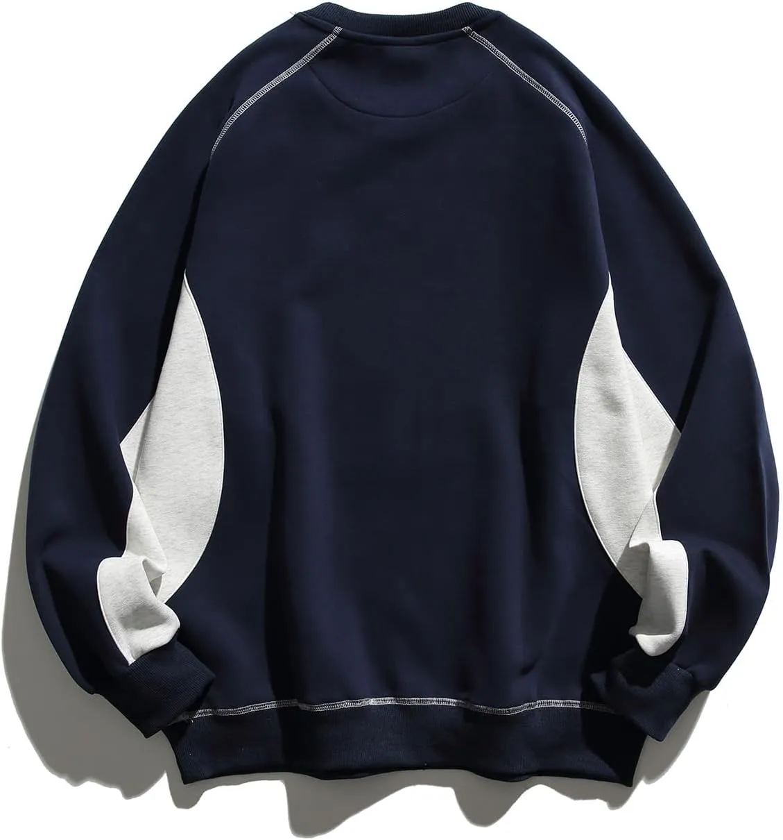 Men's Oversized Color Block Crewneck Sweatshirt Y2k Letter Graphic Long Sleeve Casual Pullover Shirt