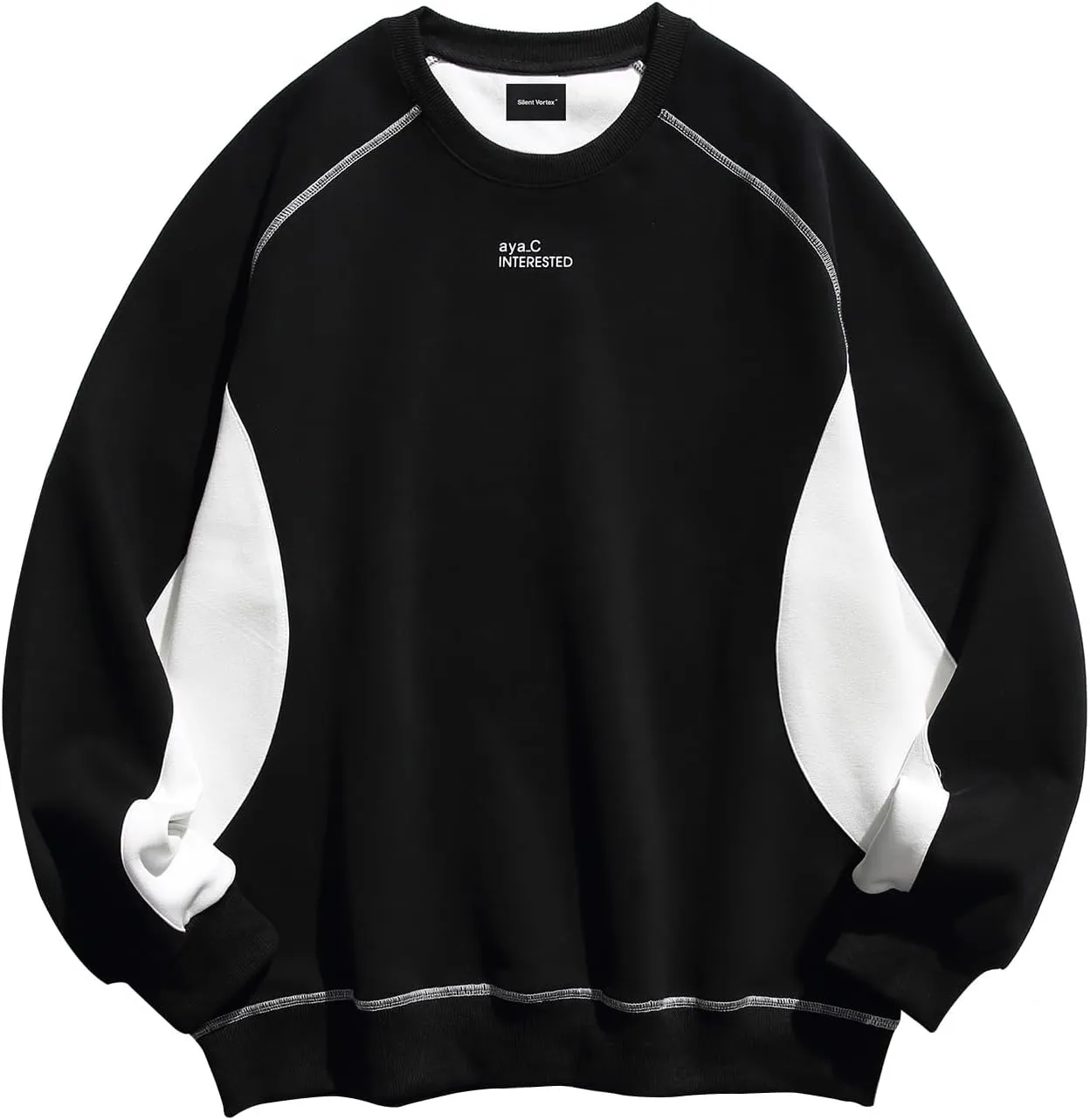 Men's Oversized Color Block Crewneck Sweatshirt Y2k Letter Graphic Long Sleeve Casual Pullover Shirt