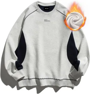 Men's Oversized Color Block Crewneck Sweatshirt Y2k Letter Graphic Long Sleeve Casual Pullover Shirt