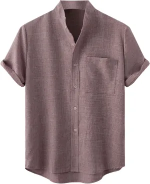 Mens Short Sleeve Button Down Shirts Textured Wrinkle Free Business Casual Work Dress Shirt Summer Tshirt Outfits Clothes