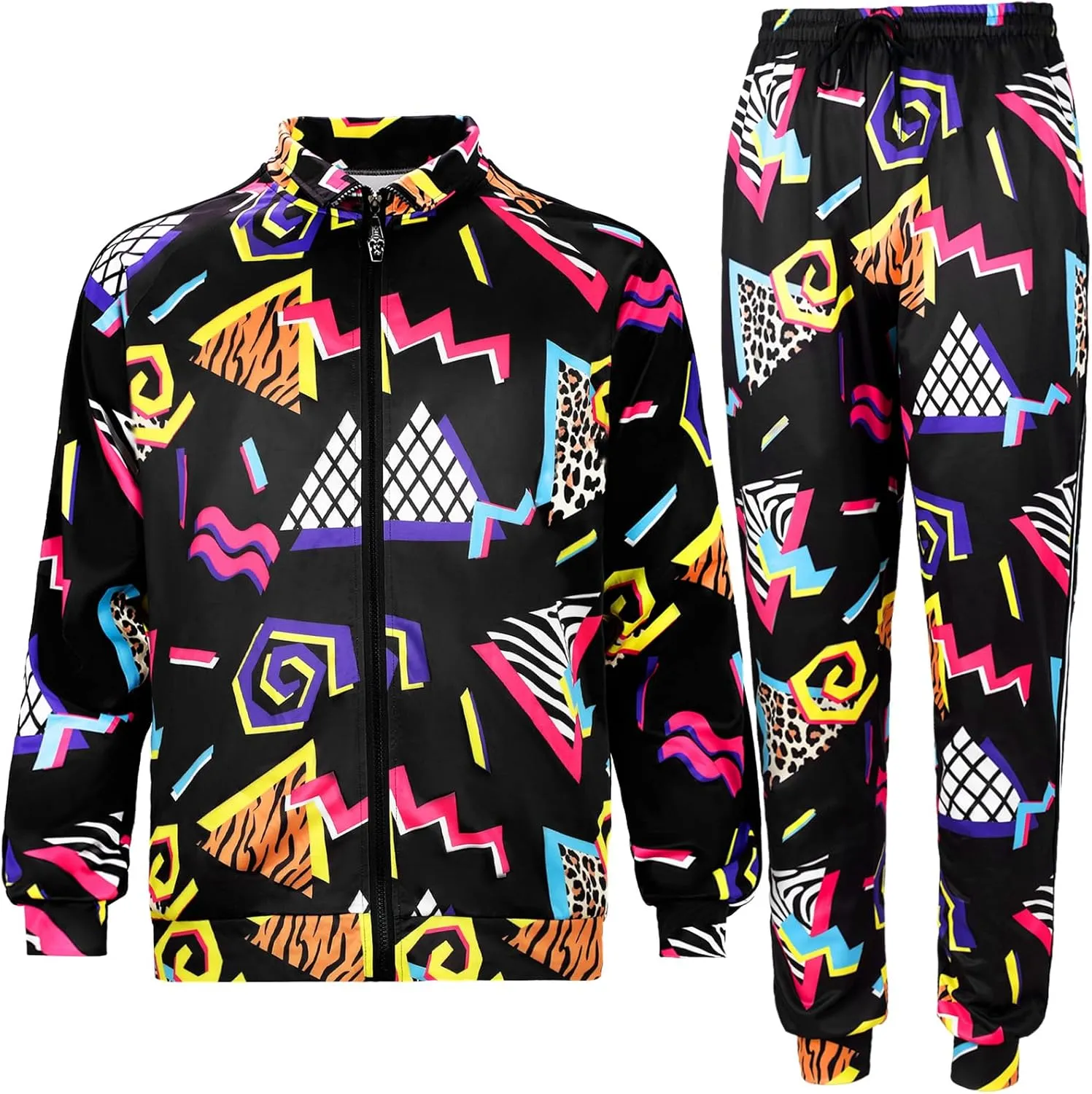 Mepase Retro 80s 90s Outfit for Men Side Taping Sportswear Urbanwear Streetwear Casual Long Sleeve 90s Tracksuit for Jogger