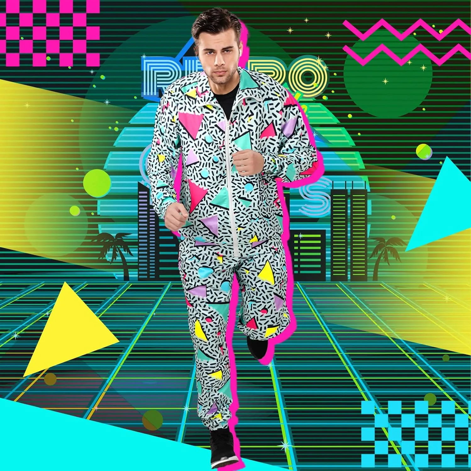Mepase Retro 80s 90s Outfit for Men Side Taping Sportswear Urbanwear Streetwear Casual Long Sleeve 90s Tracksuit for Jogger