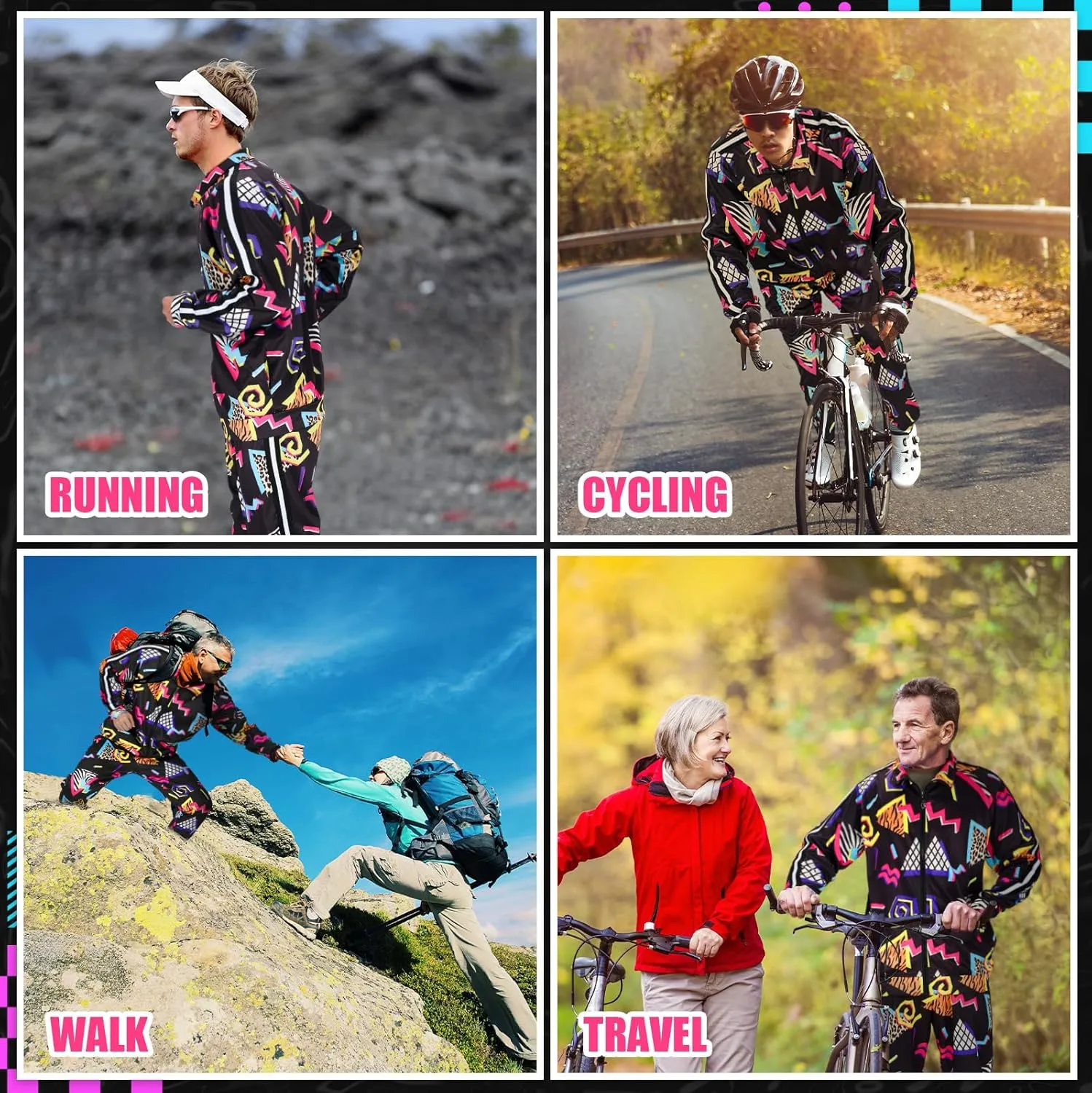 Mepase Retro 80s 90s Outfit for Men Side Taping Sportswear Urbanwear Streetwear Casual Long Sleeve 90s Tracksuit for Jogger