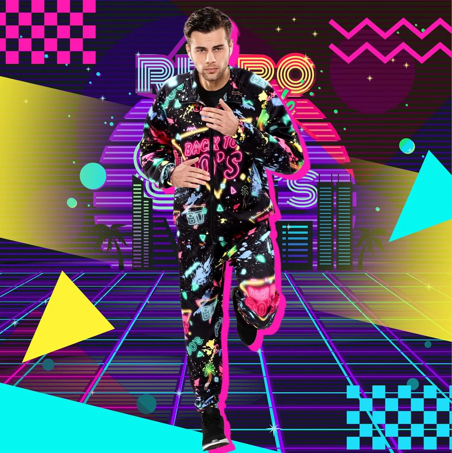 Mepase Retro 80s 90s Outfit for Men Side Taping Sportswear Urbanwear Streetwear Casual Long Sleeve 90s Tracksuit for Jogger
