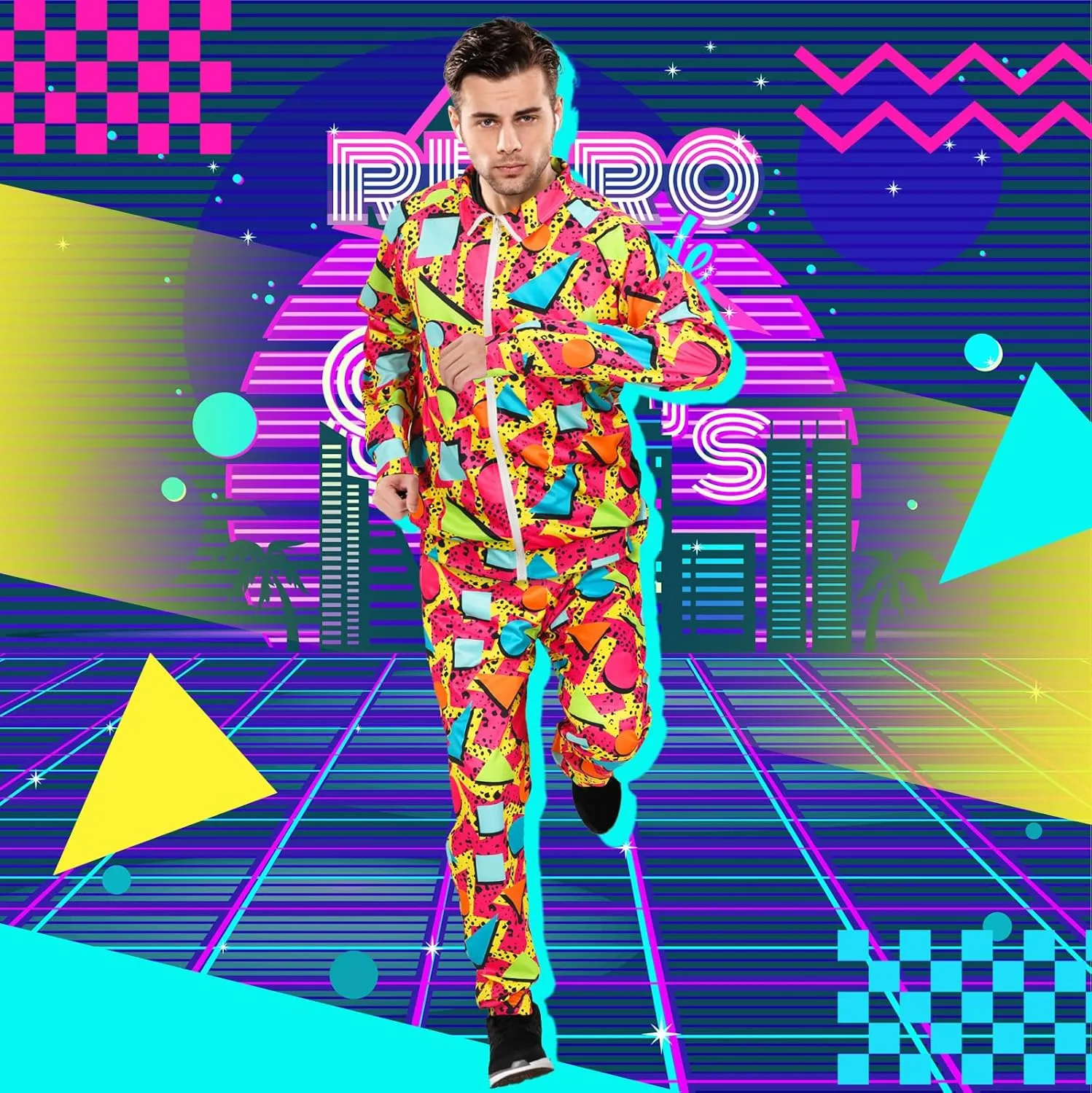 Mepase Retro 80s 90s Outfit for Men Side Taping Sportswear Urbanwear Streetwear Casual Long Sleeve 90s Tracksuit for Jogger