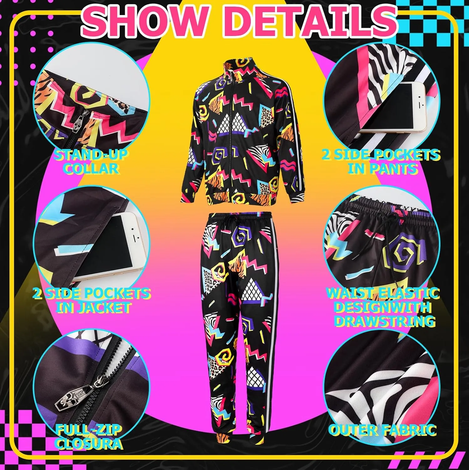 Mepase Retro 80s 90s Outfit for Men Side Taping Sportswear Urbanwear Streetwear Casual Long Sleeve 90s Tracksuit for Jogger