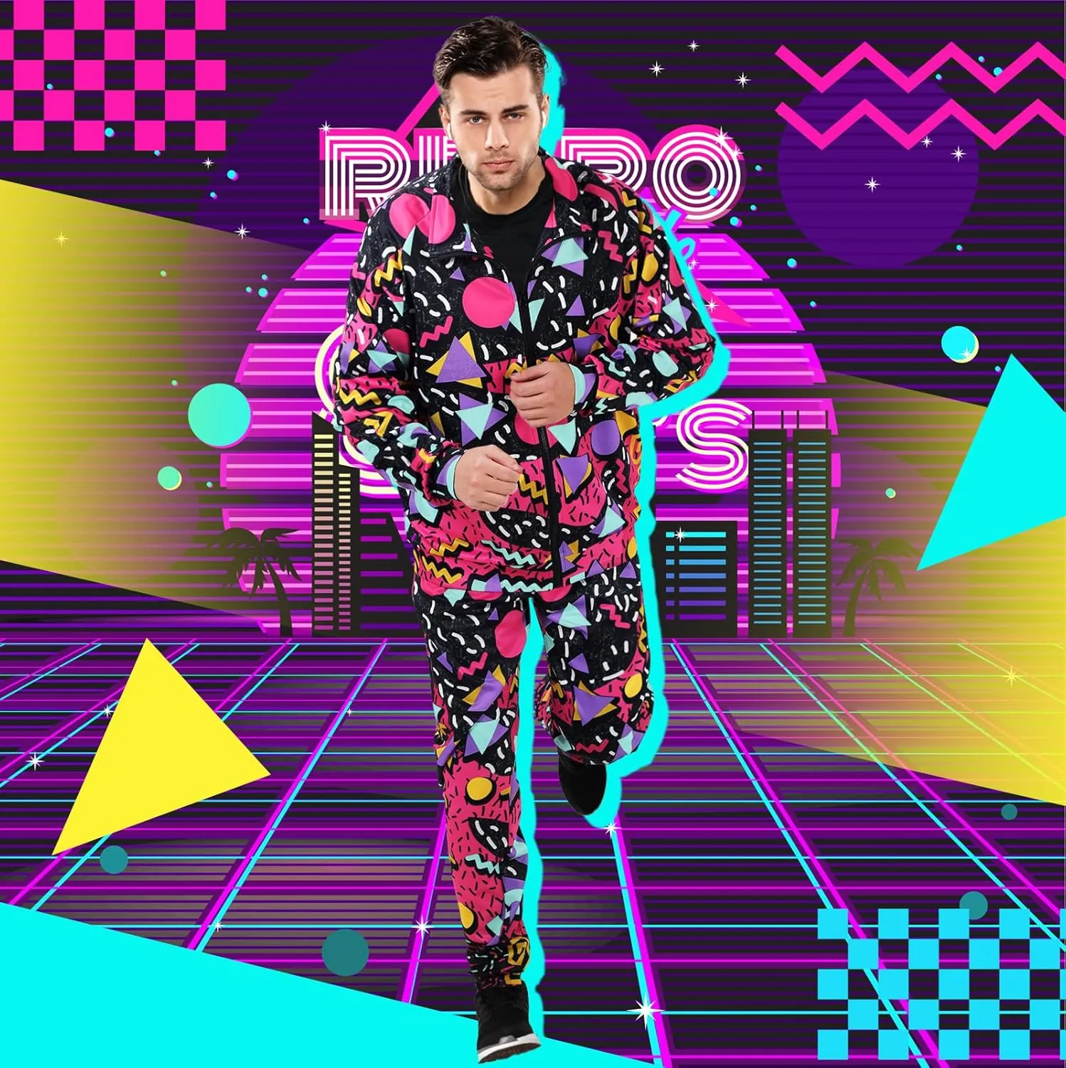 Mepase Retro 80s 90s Outfit for Men Side Taping Sportswear Urbanwear Streetwear Casual Long Sleeve 90s Tracksuit for Jogger