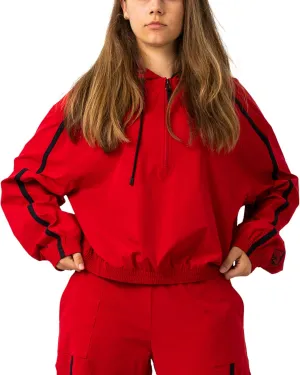 MTV Women's Hoodie, Hooded Sweatshirt Oversized Half Zip Crop Top Pullover for Gym Casual Wear