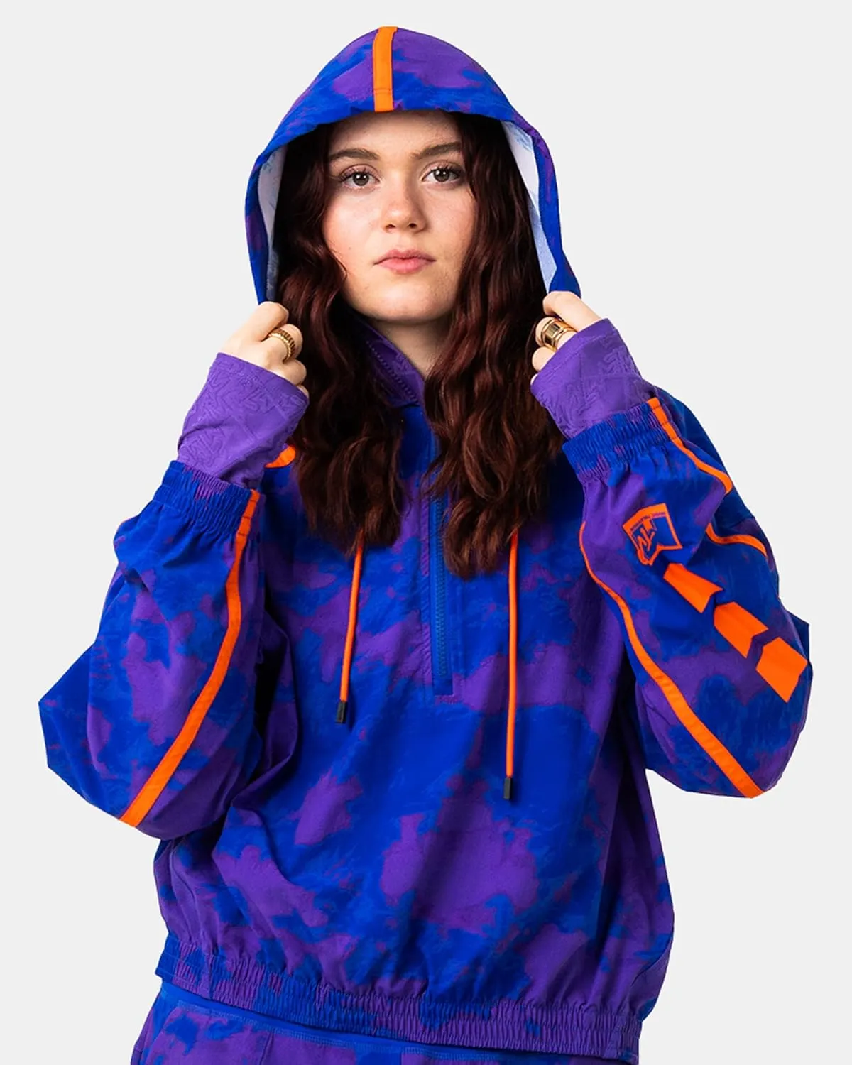 MTV Women's Hoodie, Hooded Sweatshirt Oversized Half Zip Crop Top Pullover for Gym Casual Wear