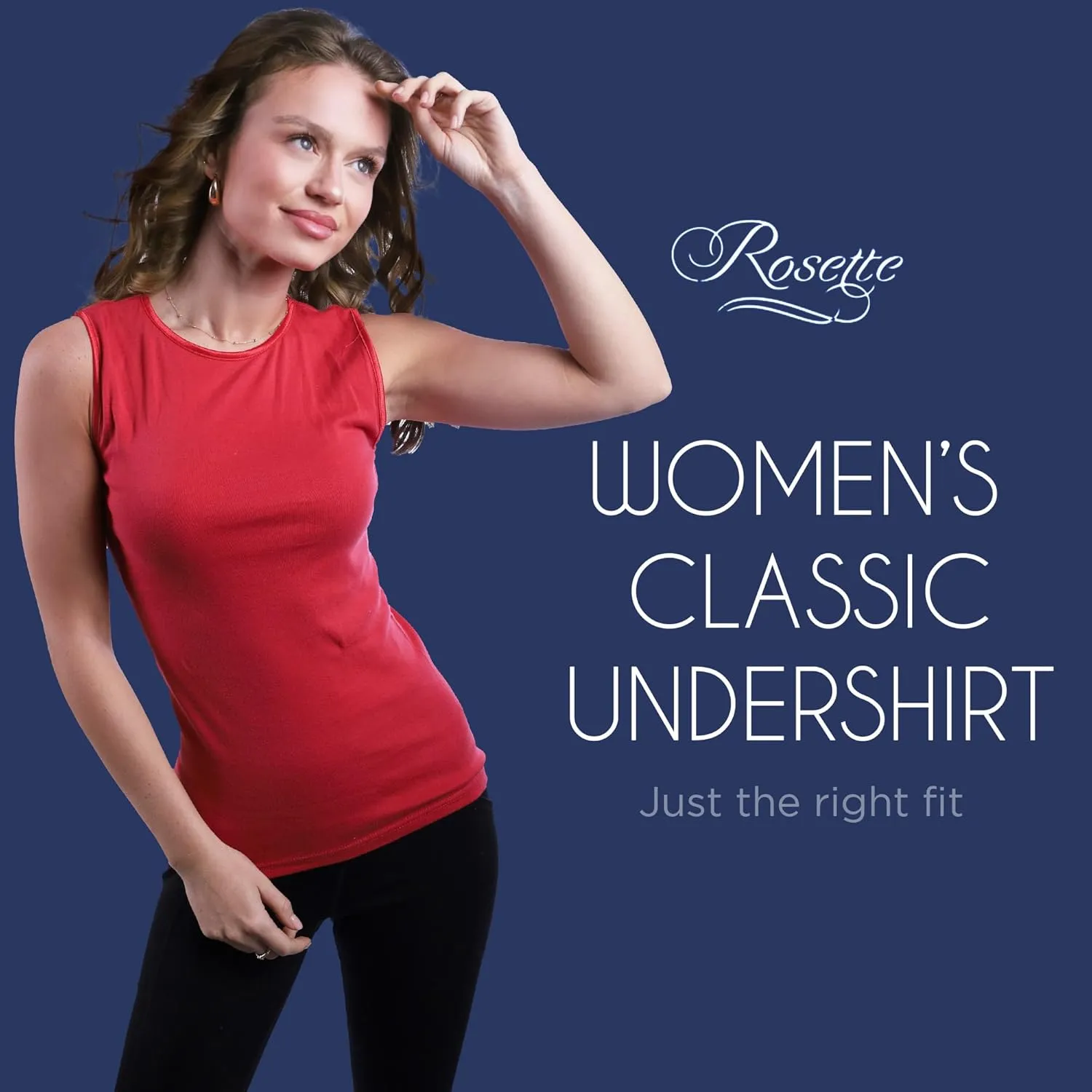 Rosette Womens Sleeveless Undershirt - Cotton  High Neck, Full shoulder design