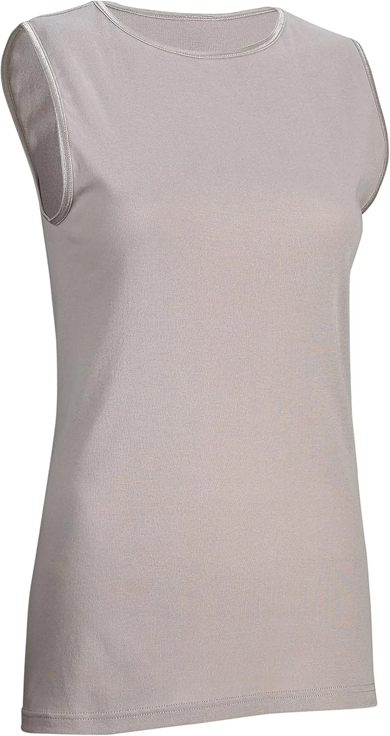 Rosette Womens Sleeveless Undershirt - Cotton  High Neck, Full shoulder design