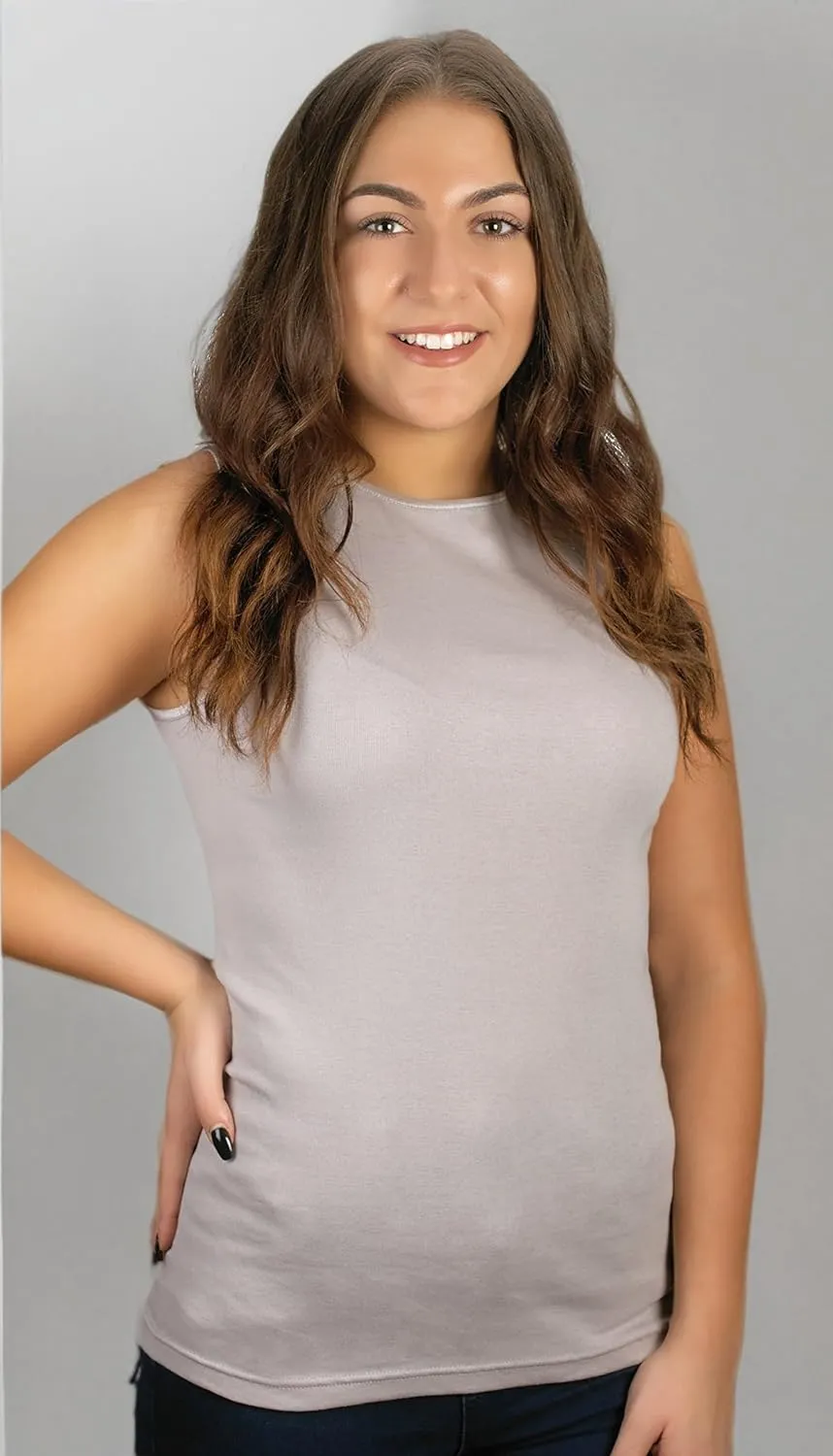 Rosette Womens Sleeveless Undershirt - Cotton  High Neck, Full shoulder design