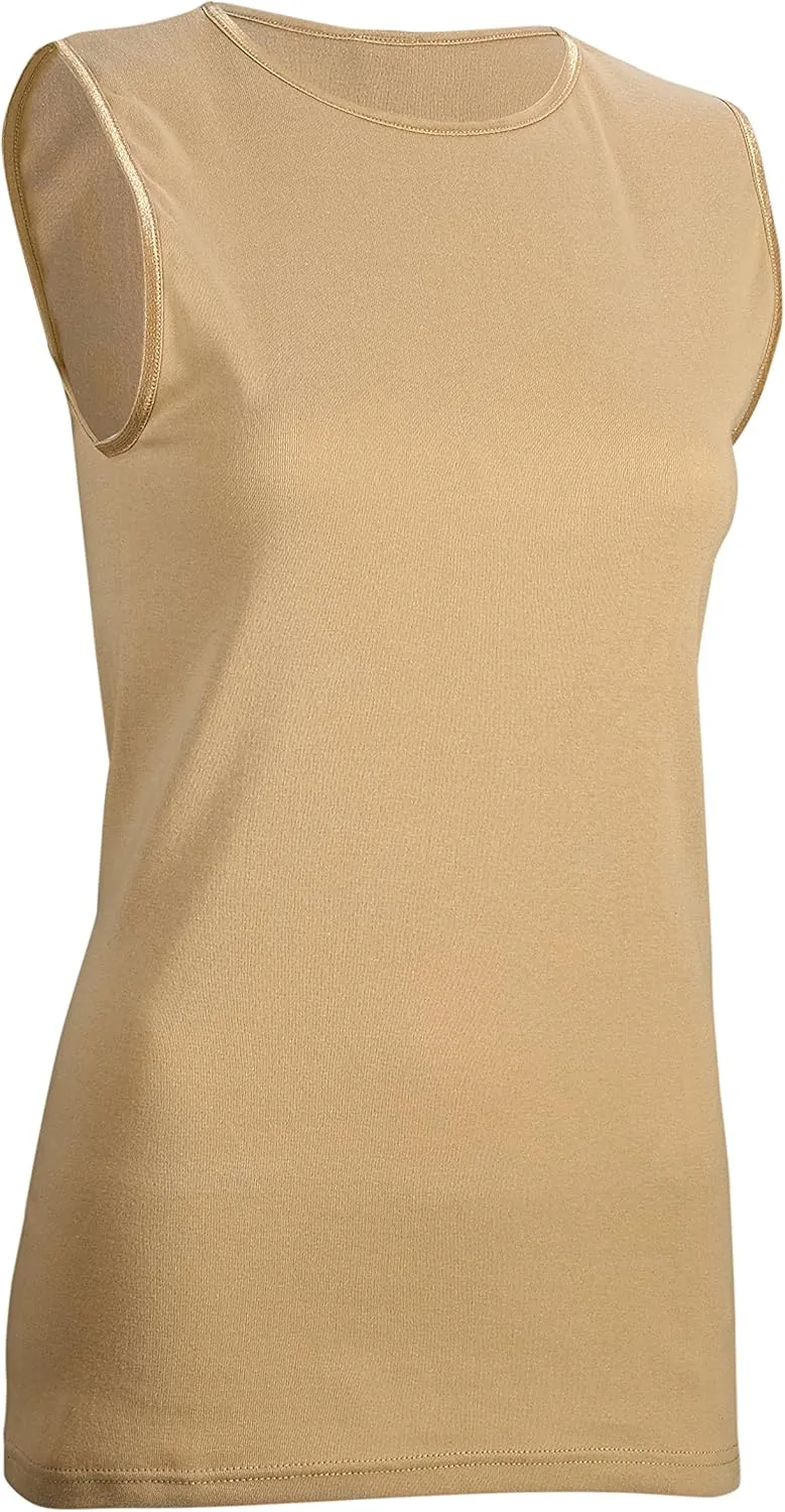 Rosette Womens Sleeveless Undershirt - Cotton  High Neck, Full shoulder design
