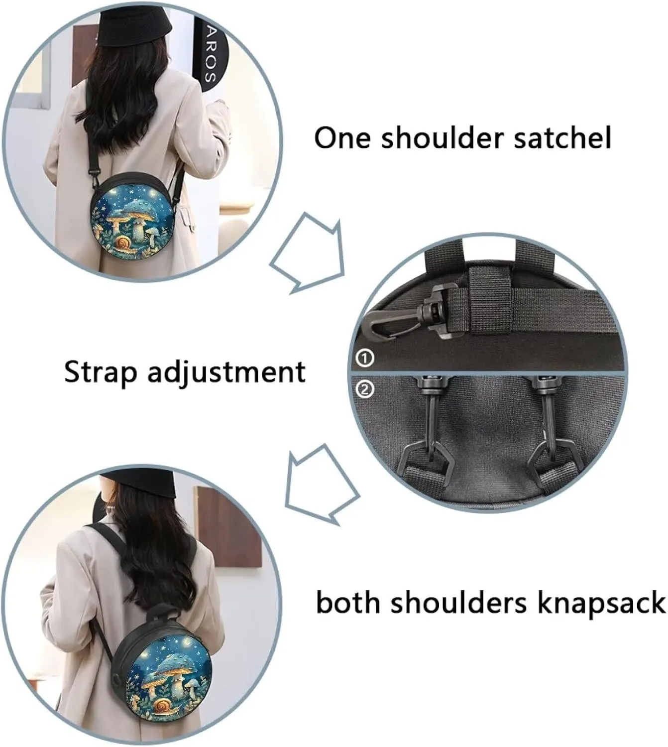 Round Crossbody Bag for Women Fashion Sling Bag for Teen Girls Messenger Bag Lightweight Phone Bag