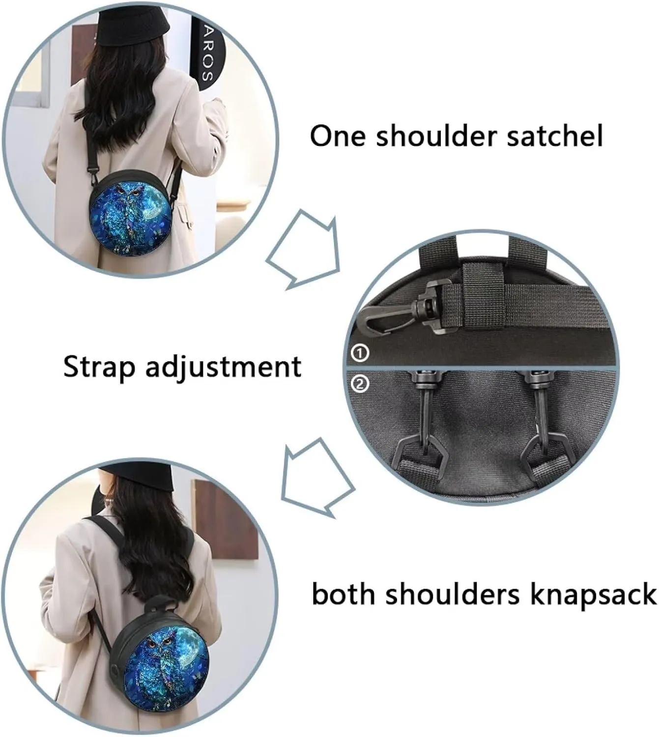 Round Crossbody Bag for Women Fashion Sling Bag for Teen Girls Messenger Bag Lightweight Phone Bag