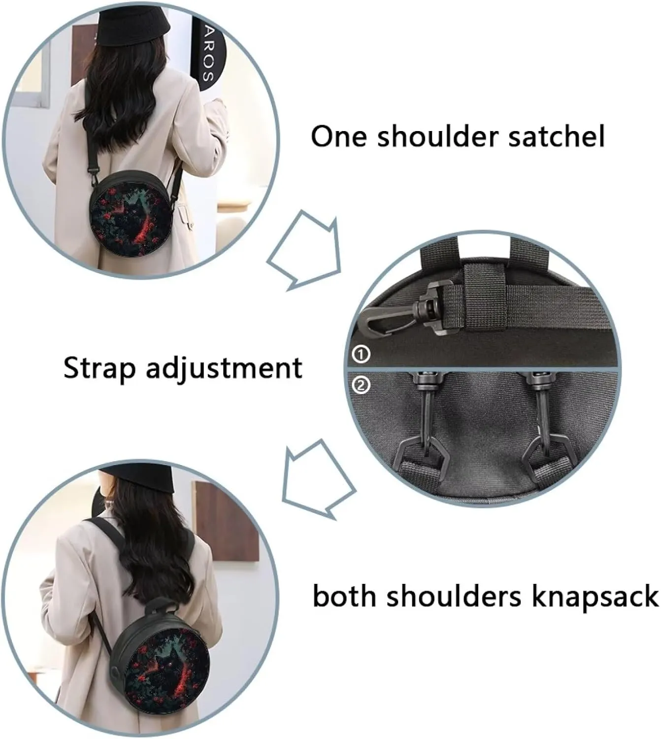 Round Crossbody Bag for Women Fashion Sling Bag for Teen Girls Messenger Bag Lightweight Phone Bag