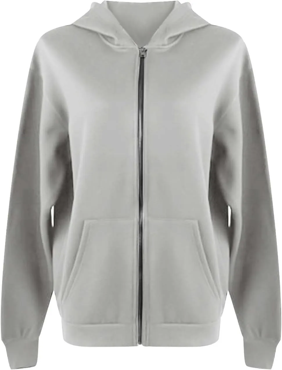 SMIDOW Womens Full Zip Up Hooded Sweatshirts Preppy Coats with Finger Hole Pullover Tops Pockets Fleece Fall Teen Girl Jacket