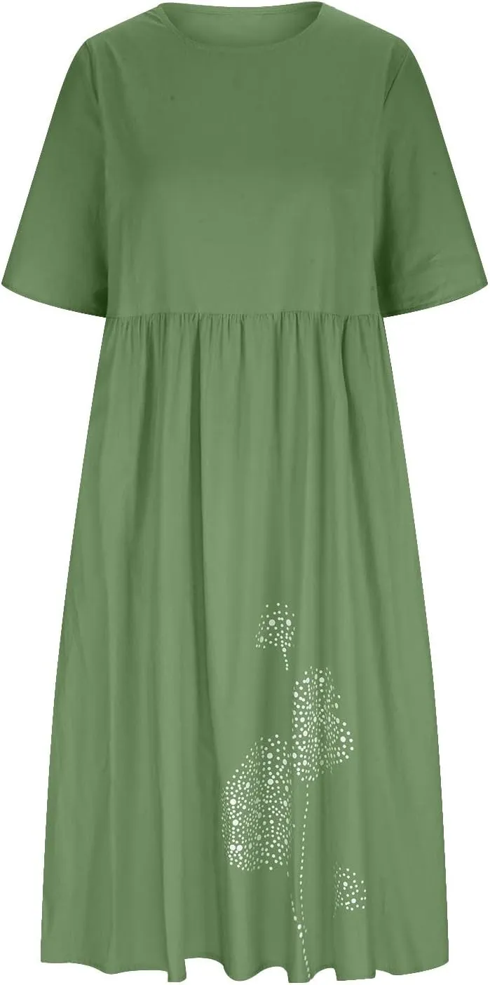 Summer Dresses for Women 2025 Floral Dress Short Sleeve Shirt Dresses Plus Size Maxi Dress Beach Vacation Sundresses