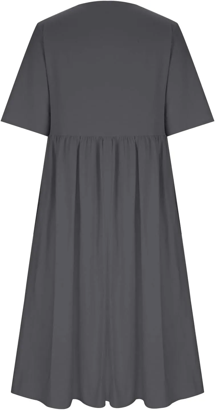 Summer Dresses for Women 2025 Floral Dress Short Sleeve Shirt Dresses Plus Size Maxi Dress Beach Vacation Sundresses